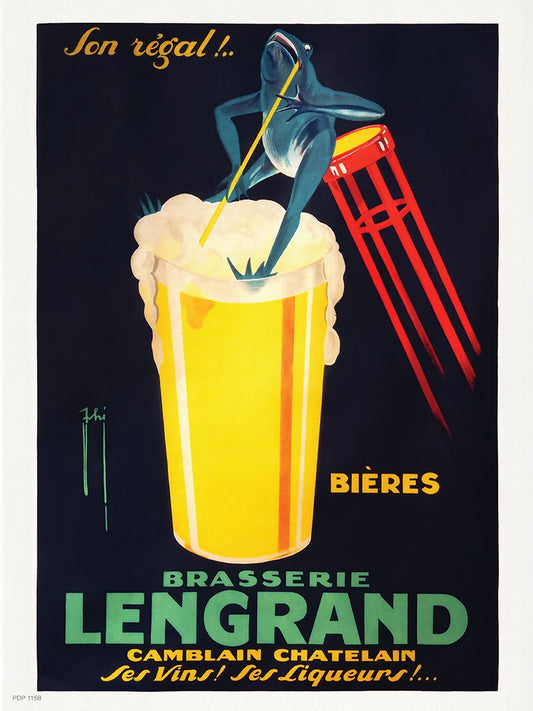 Brasserie Lengrand,Vinatge Poster by Nover 30x40cm Art Print