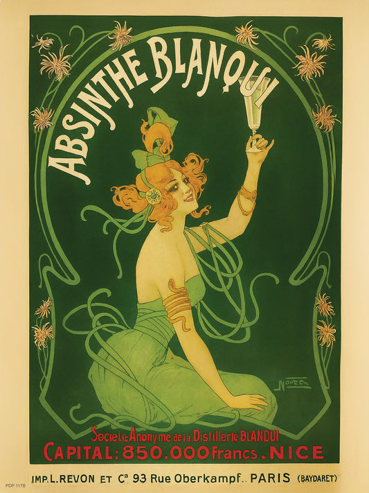 Absinthe Blanqui,Vinatge Poster by Nover 30x40cm Art Print