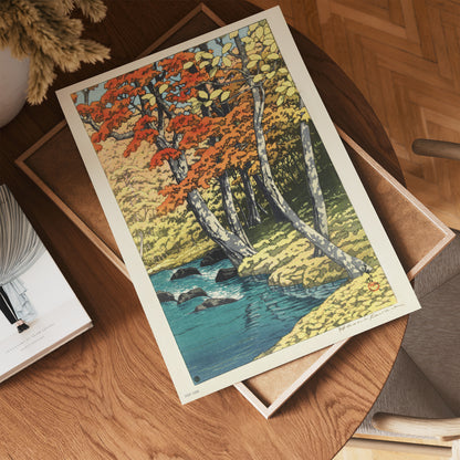 Japenese Art Print by Hasui Kawase "Autumn in Oirase" Vinatge Poster 30x40cm Art Print
