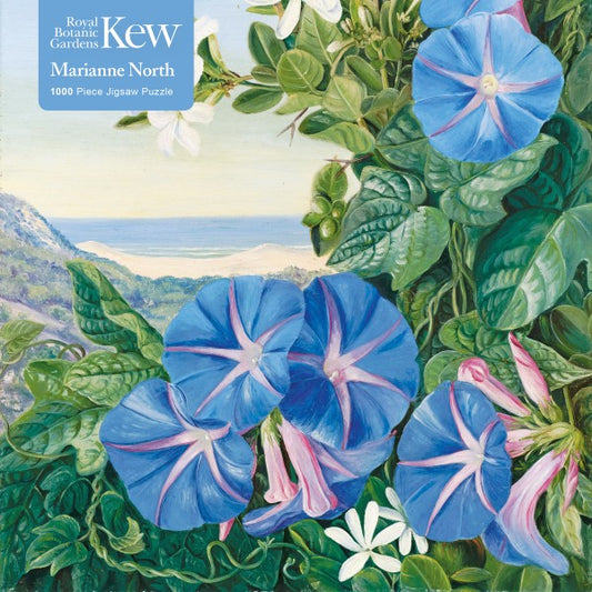 1000 Piece Adult Jigsaw Puzzle Kew: Marianne North: Amatungula and Blue Ipomoea, South Africa