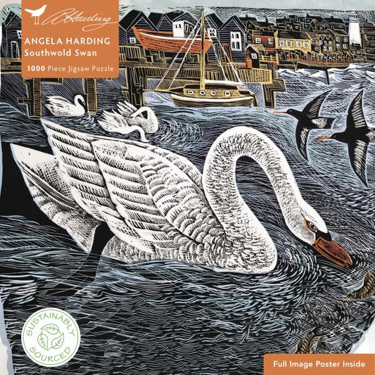 Adult 1000 Piece Jigsaw Puzzle Angela Harding: Southwold Swan