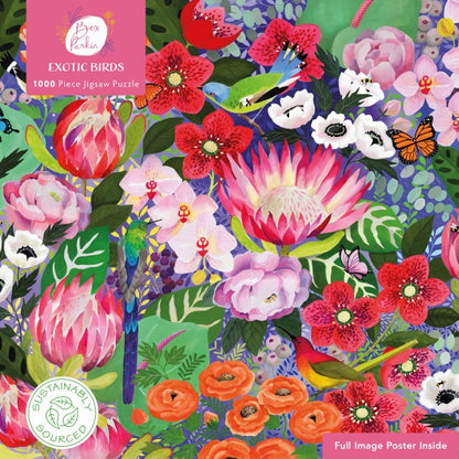 1000 Piece Adult Sustainable Jigsaw Puzzle Bex Parkin: Exotic Birds