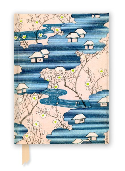 Japanese Woodblock: Cottages with Rivers & Cherry Blossoms (Foiled Journal) A5 Notepad