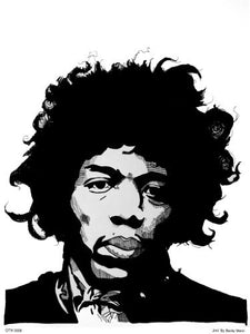 Jimi Hendrix Portrait Art Print Poster by Becky Mann 30x40cm