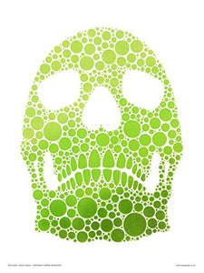 Pop Art Poster Print - Green Sugar Skull Stencil by  (OTW030) 30x40cm