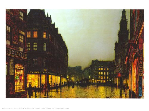 John Atkinson Grimshaw Boar Lane (Leeds) by Lamplight 1881 Poster Art Print 30x40cm