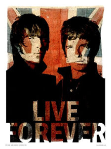 Oasis Liam and Noel Live forever Poster Art Print 30x40cm