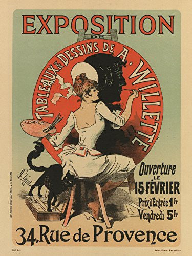 Art nouveau Poster Art Print by Jules Cheret Exposition Poster Art Print 30x40cm