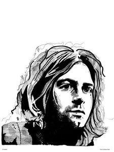 Kurt Cobain from Nirvana Portrait Art Print Poster by Becky Mann 30x40cm