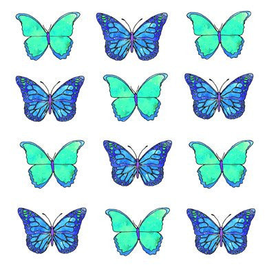 Blue Butterflies Greetings Card 14x14cm (blank inside) - On the Wall Art Print Posters & Gifts
