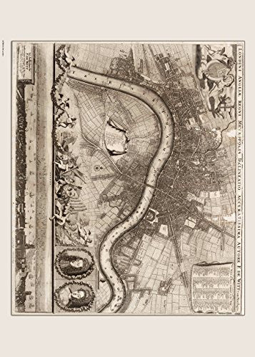 Old London Map 70x50cm Art Print
