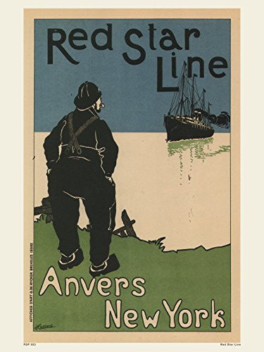 Art nouveau Poster Art Print Red Star Line Poster Art Print 30x40cm