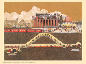 London Underground Charing Cross Cross Section Vintage Railway Poster Art Print 30x40cm