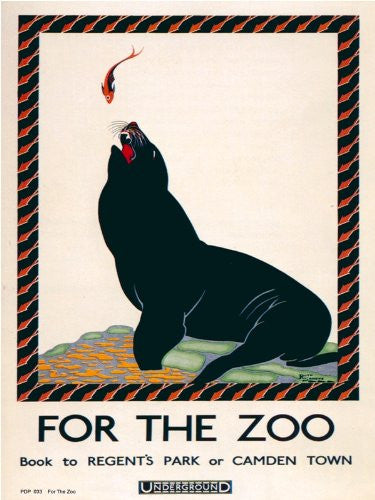 For the Zoo London Underground Vintage Railway Poster Art Print 40x30cm