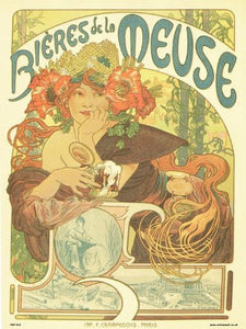 Art nouveau by Alphonse Mucha bieres de la meuse Poster Art Print 30x40cm