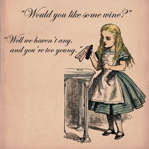 Alice in Wonderland Would you like some wine Greetings Card 14x14cm - On the Wall Art Print Posters & Gifts