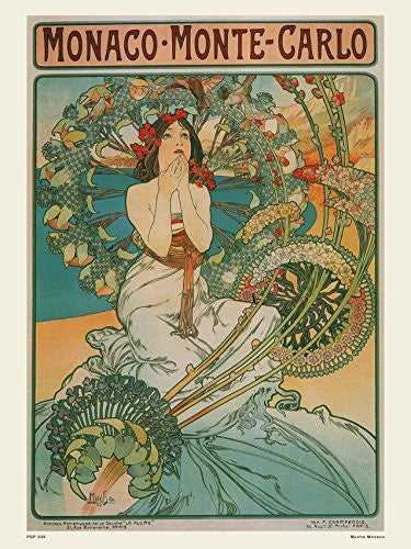 Art nouveau Poster Art Print by Alphonse Mucha Monaco Poster Art Print 30x40cm