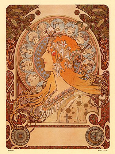 Art nouveau Poster Art Print by Alphonse Mucha Zodiak Poster Art Print 30x40cm