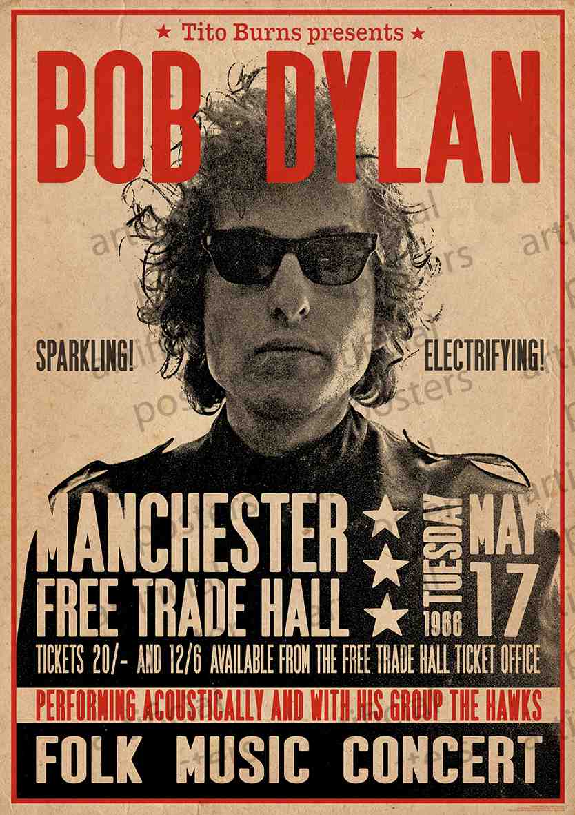 Bob Dylan Free Trade Hall Manchester (A1 59.5x84cm) Poster