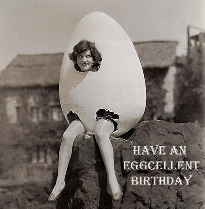 Eggcellent Birthday Vinatge Comedy 14x14cm Greetings card (Blank Inside)