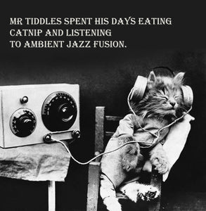 Ambient Jazz Cat Vinatge Comedy 14x14cm Greetings card (Blank Inside)