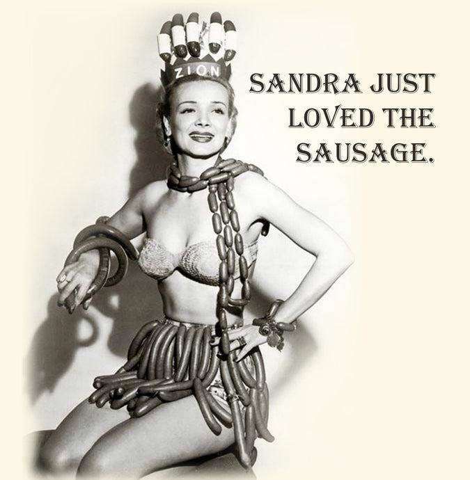 Sausage Lover Vinatge Comedy 14x14cm Greetings card (Blank Inside)
