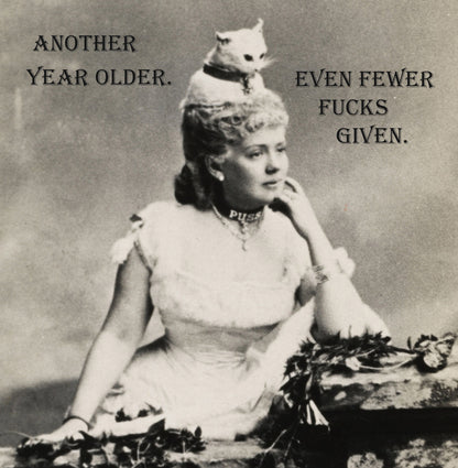 Zero Fucks Vinatge Comedy 14x14cm Greetings card (Blank Inside)
