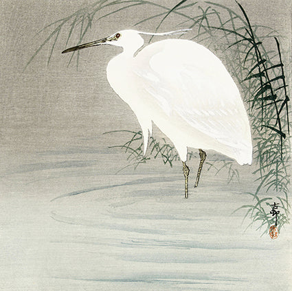 Egret by Ohara Koson 14x14cm Greetings Card 