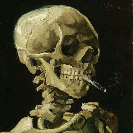 Skull of a Skeleton with Burning Cigarette by Van Gogh 14x14cm Greetings Card 