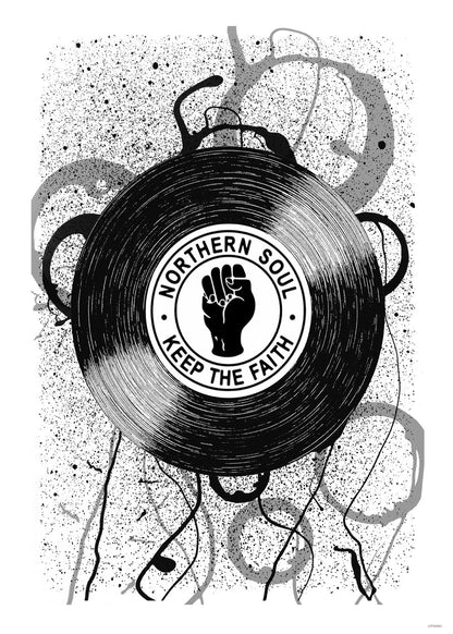 Northern Soul, Keep The Faith, Records, Vinyl, Wigan Casino Art Print Poster 50x70cm