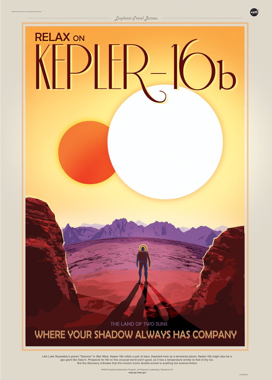 Kepler16b, Space Travel, Tourism NASA, Solar System, Planets Art Print Poster 50x70cm