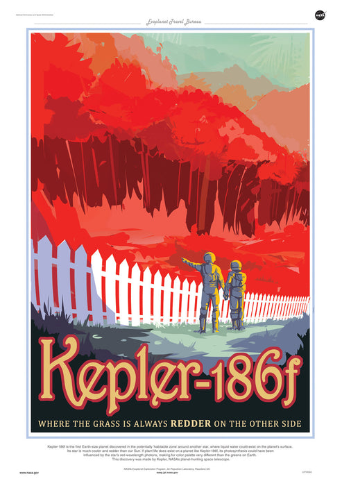 Kepler 186f, Space Travel, Tourism NASA, Solar System, Planets Art Print Poster 50x70cm