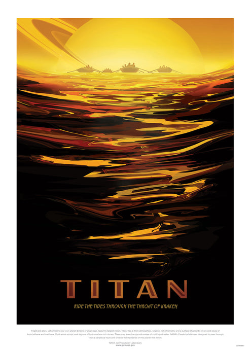 Titan, River, The Great Voyage, Space Travel, Tourism NASA,  Art Print Poster 50x70cm