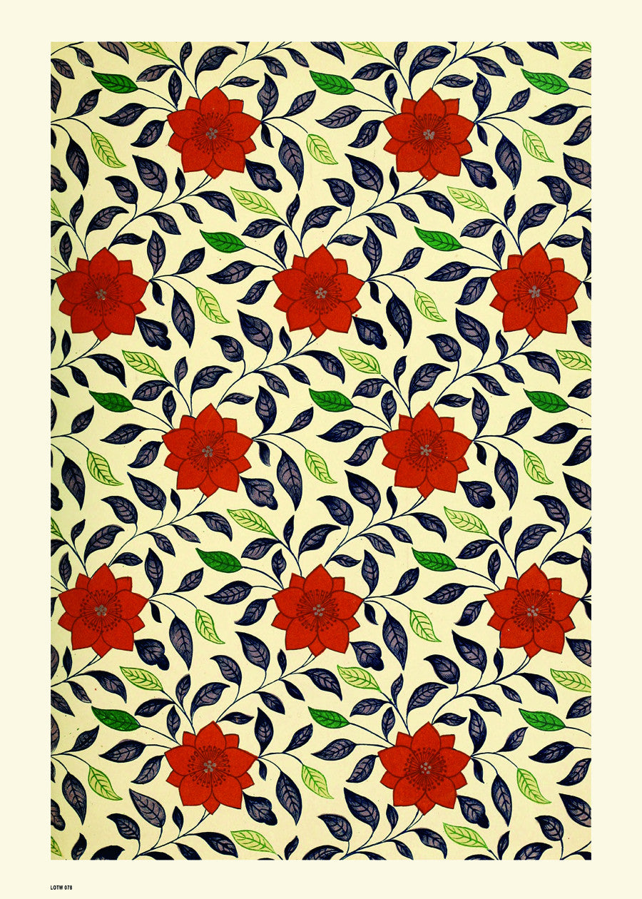 Flower Pattern, Vintage floral design, wallpaper Art Print Poster 50x70cm