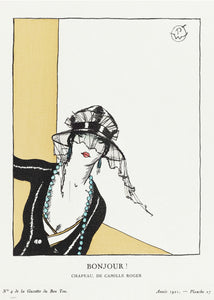 Bonjour! Chapeau, de Camille Roger (1921) by Porter Woodruff, published in Gazette du Bon Ton. 50x70cm Art Print 
