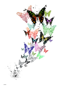 Butterflies, Contemporary Illustration Graphic Art Print Poster 50x70cm