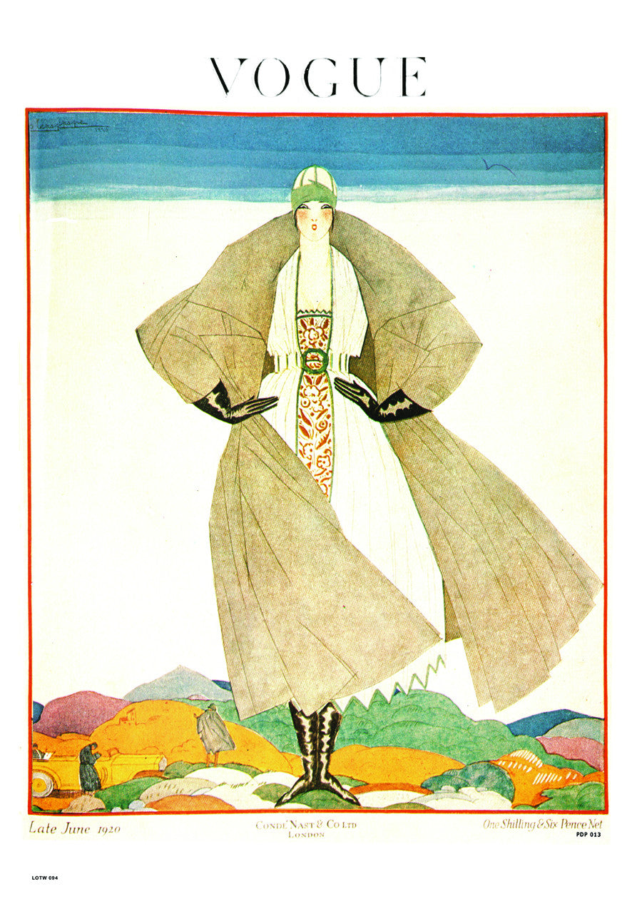 Vogue Magazine Cover June 1920, Vintage 20s Fashion Illustration Art Print Poster 50x70cm