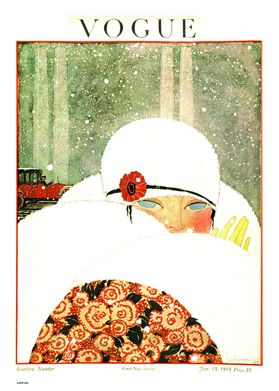 Vogue Magazine Cover June 1919, Vintage Winter Fashion Illustration Art Print Poster 50x70cm