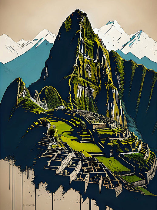 Machu Picchu Inca Citidel Pop Art Poster Print 30x40cm