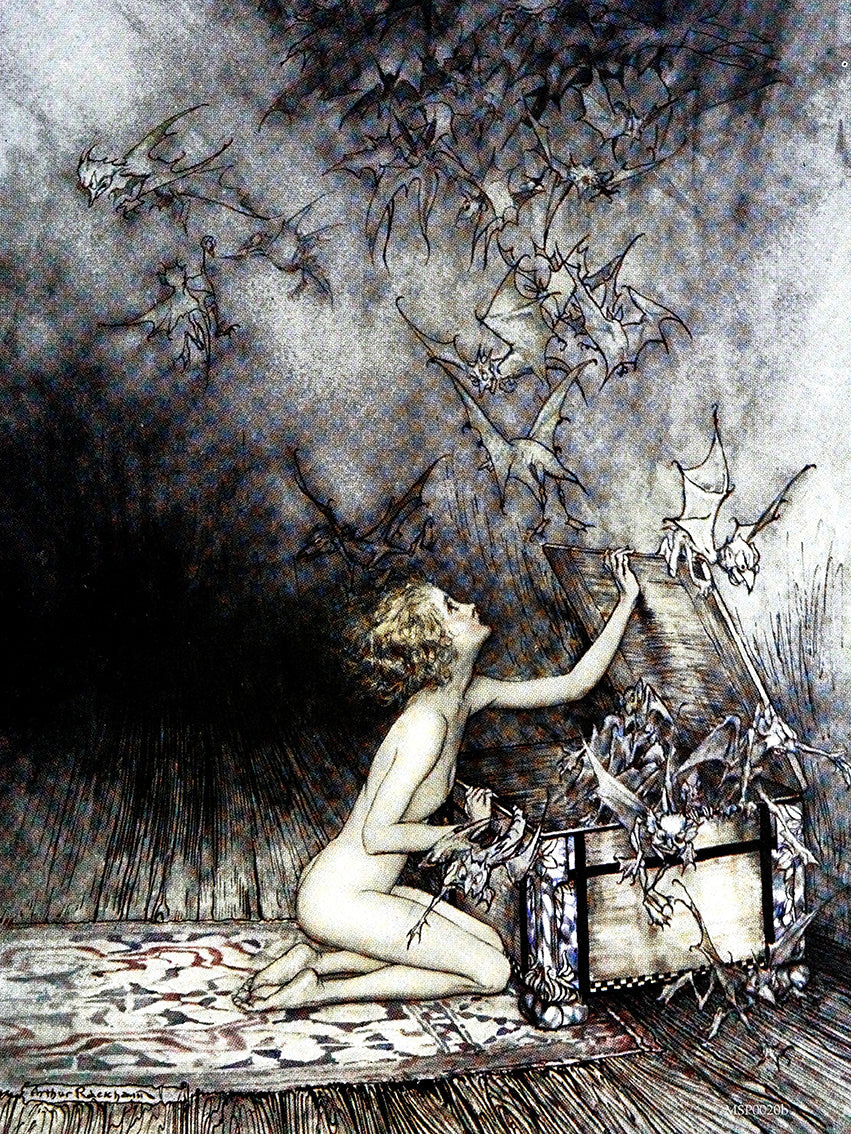 Pandora and the box by Arthur Rackham Art Print 30x40cm