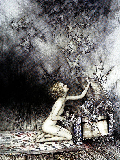 Pandora and the box by Arthur Rackham Art Print 30x40cm