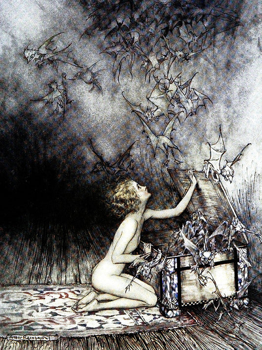 Pandora and the box by Arthur Rackham Art Print 30x40cm