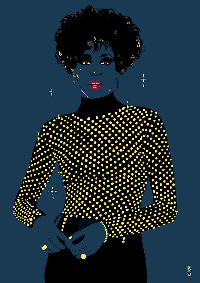 Whitney Houston Art Print Poster by Becky Mann 30x40cm