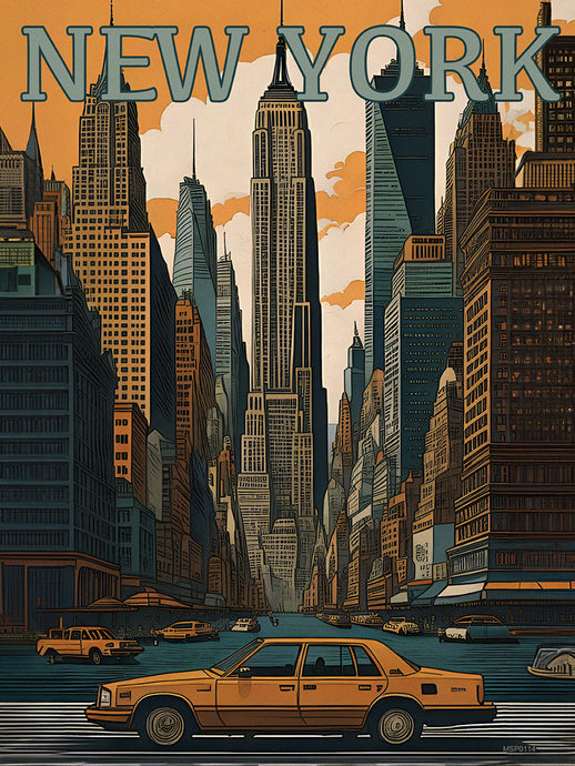 New York Yellow Cab Pop art Poster Print 
