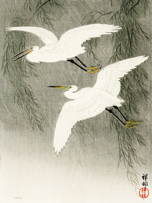 Egrets in Flight by Ohara Koson 1900 - 1945 Japenese Poster Art Print 30x40cm