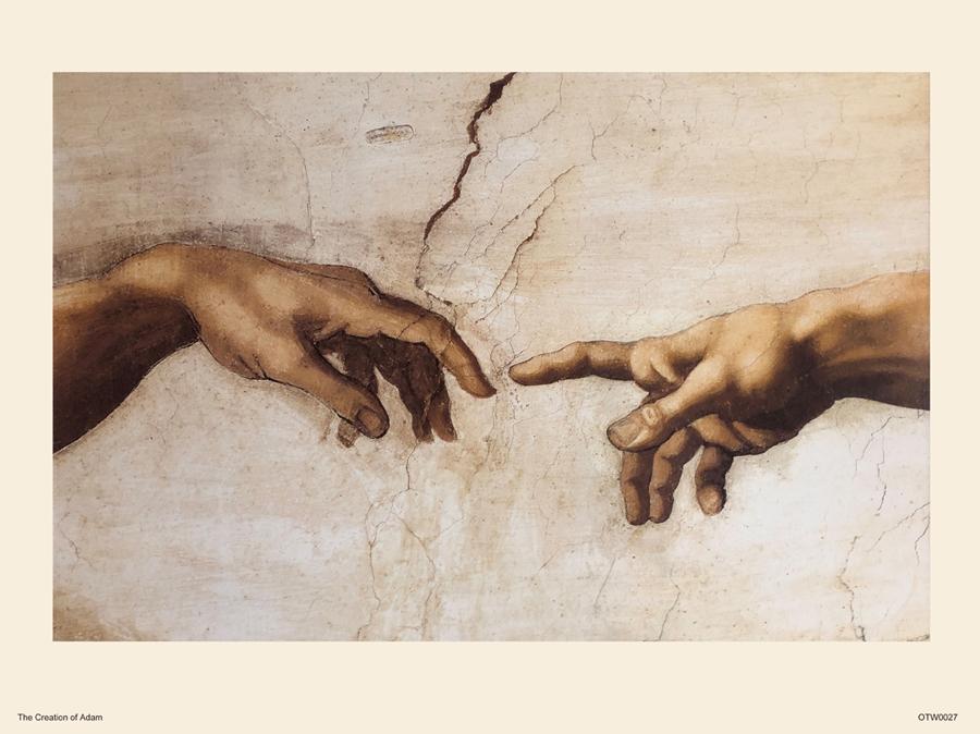 Michelangelo Creation of Adam (close up) Art Print Poster 30x40cm
