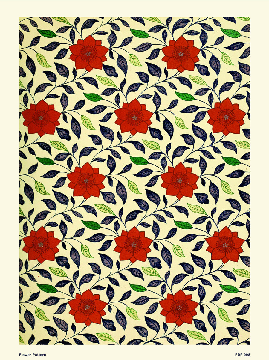 Flower Pattern Natural History 30x40cm Art Poster Print